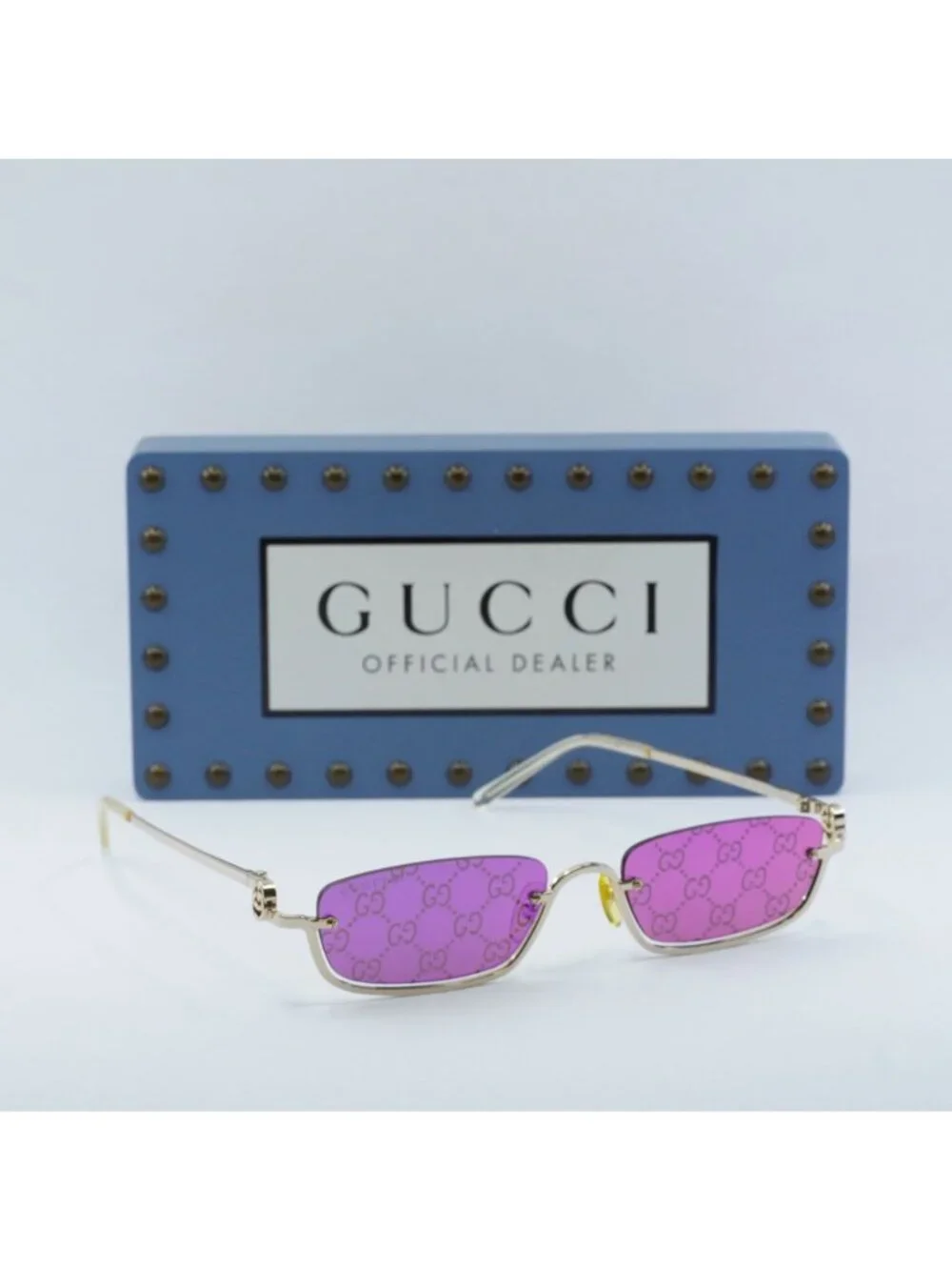 Gucci GG1278S 005 Rectangle Sunglasses - Gold / Violet